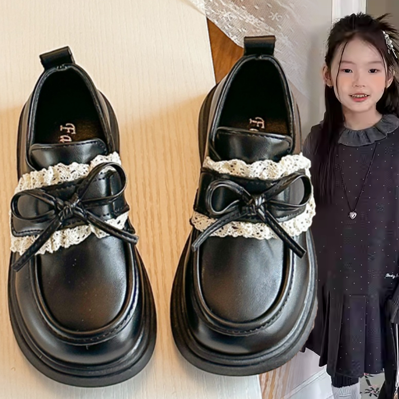 女童蝴蝶结英伦风学生百搭单鞋中大童女孩2026春秋新款软底小皮鞋