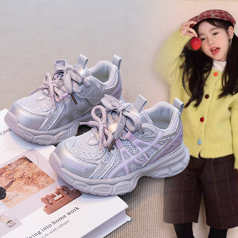 儿童厚底网面透气老爹鞋女童2026春秋新款小众洋气日常百搭运动鞋