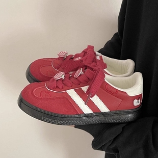 女童2026春秋新款软底小众潮款个性休闲鞋女款条纹撞色运动板鞋女