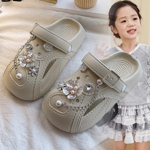 女童凉鞋2025夏季新款儿童软底公主鞋韩版洋气花朵洞洞拖鞋沙滩鞋