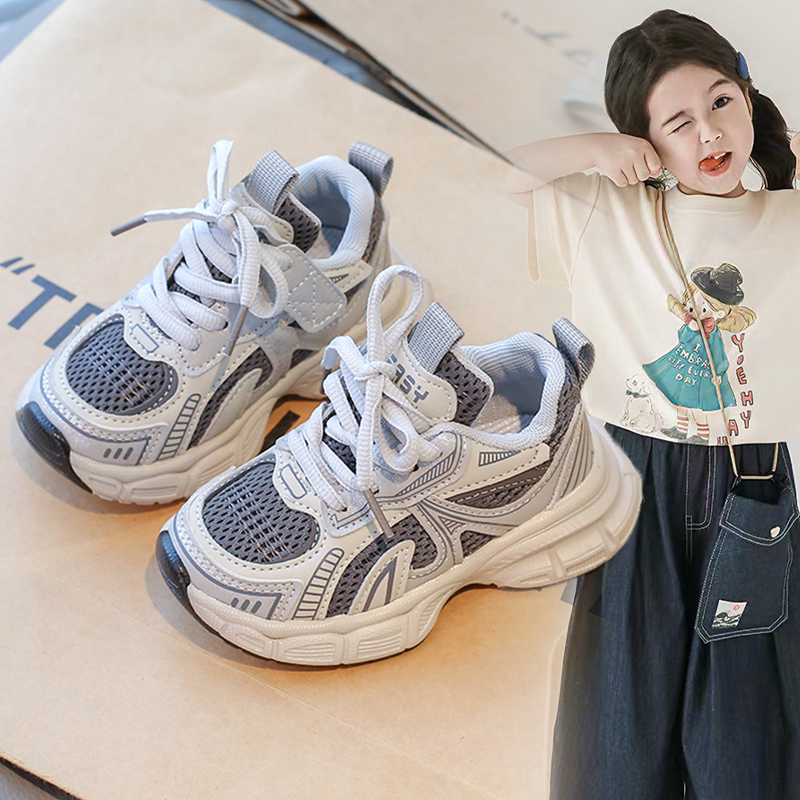 儿童2026春秋新款厚底透气老爹鞋女童宝宝小众洋气百搭轻便运动鞋