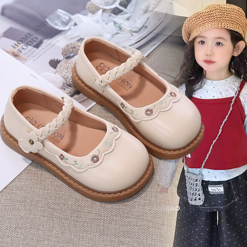 儿童2026春秋新款小童女宝软底公主风百搭小皮鞋女童洋气时尚单鞋