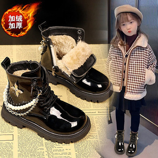 大棉防滑厚底女童2026秋冬新款加绒加厚防水马丁靴保暖棉靴侧拉链