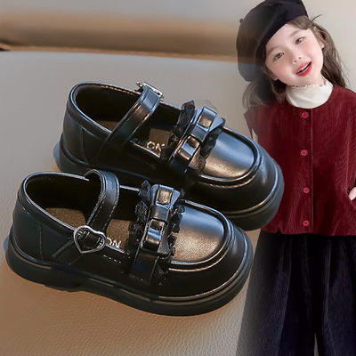 2026春季新款女童宝宝玛丽珍小皮鞋黑白软底一脚蹬英伦风百搭单鞋