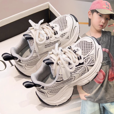 男童运动鞋2026新款儿童透气老爹鞋单网跑步鞋软底休闲鞋韩版百搭