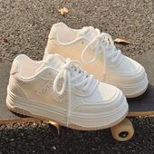 儿童运动女孩潮软底学生低帮防滑通用系带板鞋 女童小白鞋 2026新款