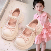 子软底蝴蝶结单鞋 女童公主鞋 春夏女童珍珠鞋 2026新款 子 儿童小皮鞋