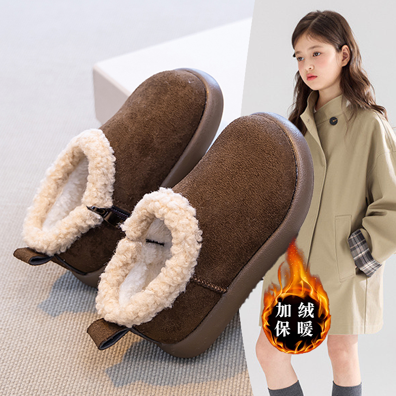 2025冬季新款软底舒适保暖棉鞋爆款室内鞋儿童百搭洋气加绒勃肯鞋