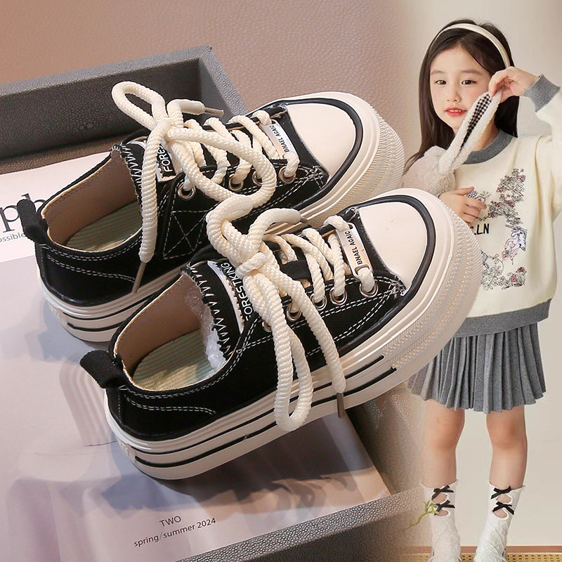 女童鞋子2025新款夏秋季儿童透气单鞋运动板鞋中大童小女孩帆布鞋