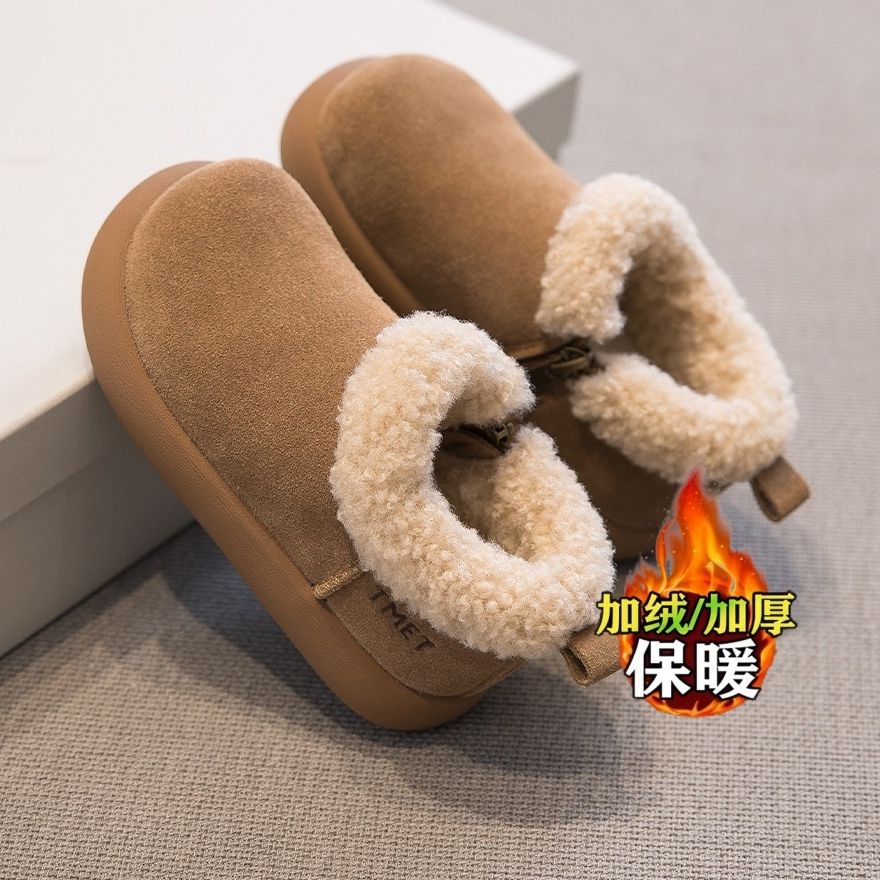 时尚百搭棉鞋防滑鞋子2025冬季新款儿童雪地靴女童加绒软底勃肯鞋