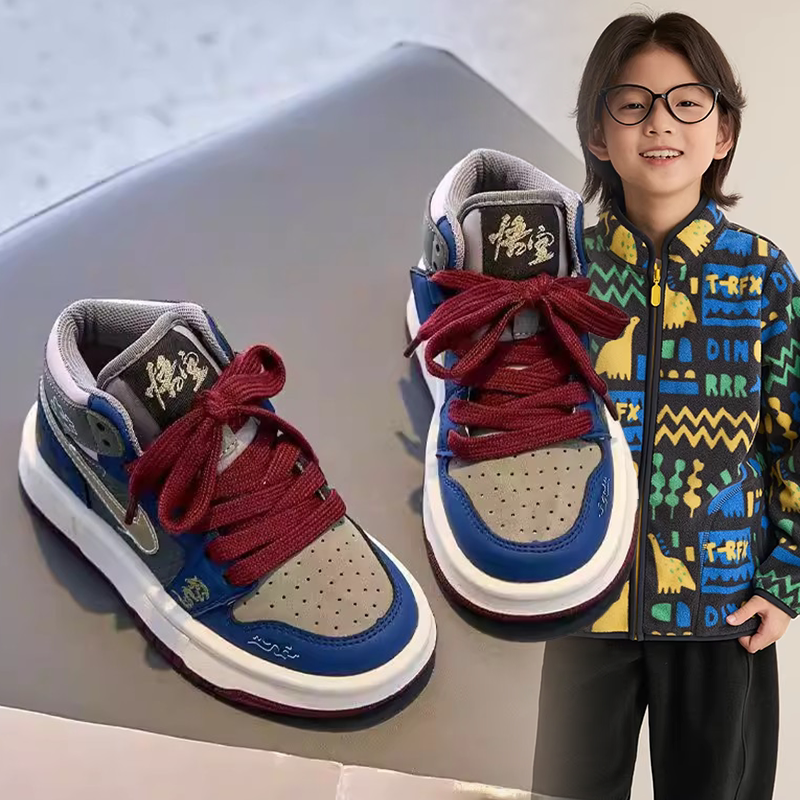 男童高帮运动潮款板鞋中大童2026春秋新款小众洋气童鞋男孩休闲鞋