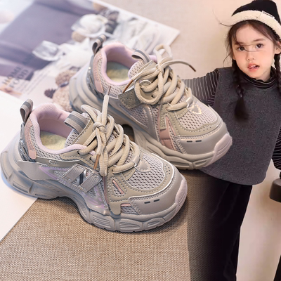 老爹鞋女童2026新款厚底软底时尚小白鞋学生鞋子休闲鞋百搭运动鞋