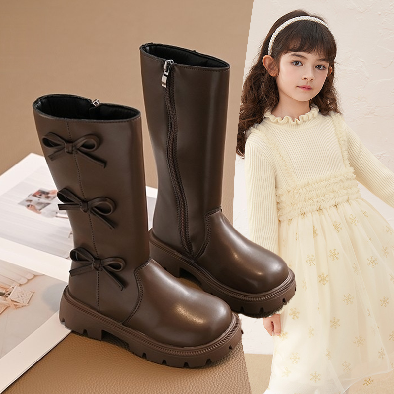 百搭爆款软底舒适保暖棉靴2025年冬款女童高帮韩系时尚洋气长筒靴