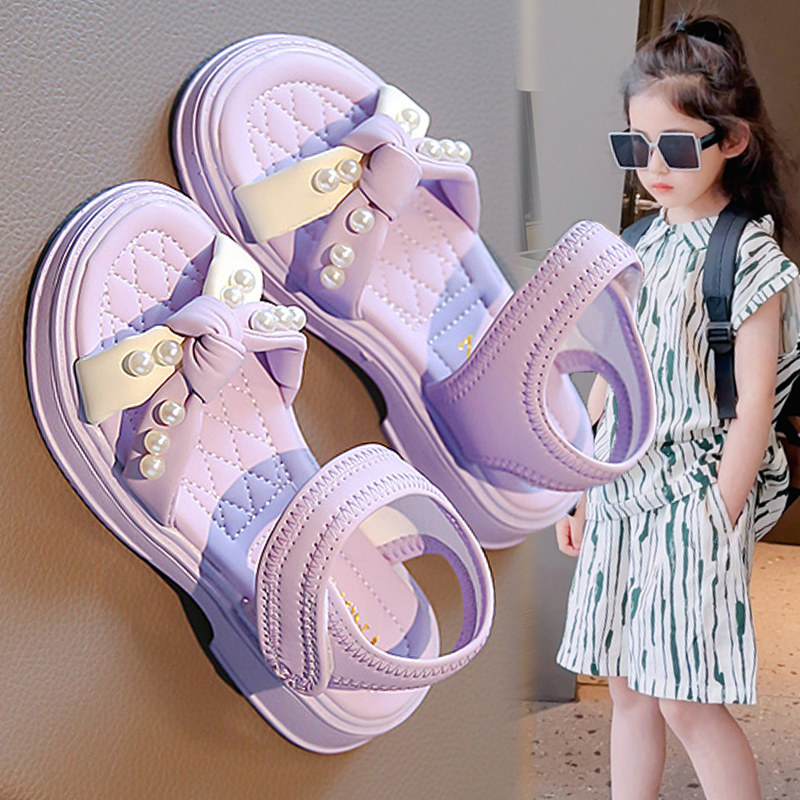 女童凉鞋夏季2025年新款儿童运动中大童露趾沙滩凉拖女孩时尚软底