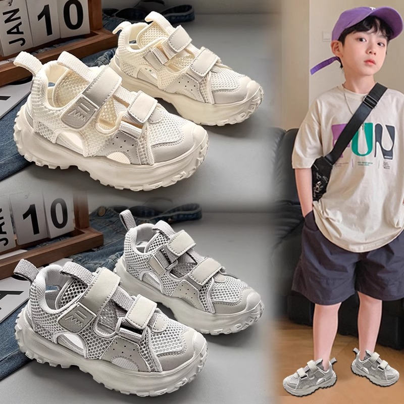 男童凉鞋2025新款夏季白色网面儿童透气小女孩包头夏款防滑运动鞋
