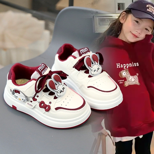 2026卡通儿童板鞋新款红白配色简约百搭休闲鞋女童舒适运动鞋潮女