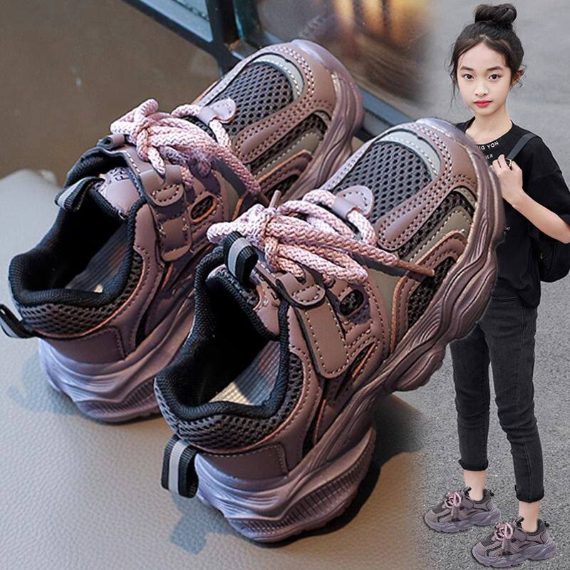 女童鞋子2026夏季新款透气网面儿童运动老爹鞋中大童女孩炸街网鞋