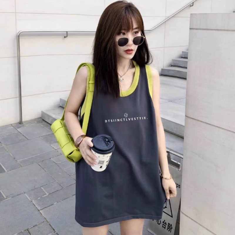 美式坎肩吊带无袖T恤女生夏季胖mm大码纯棉篮球运动背心外穿上衣