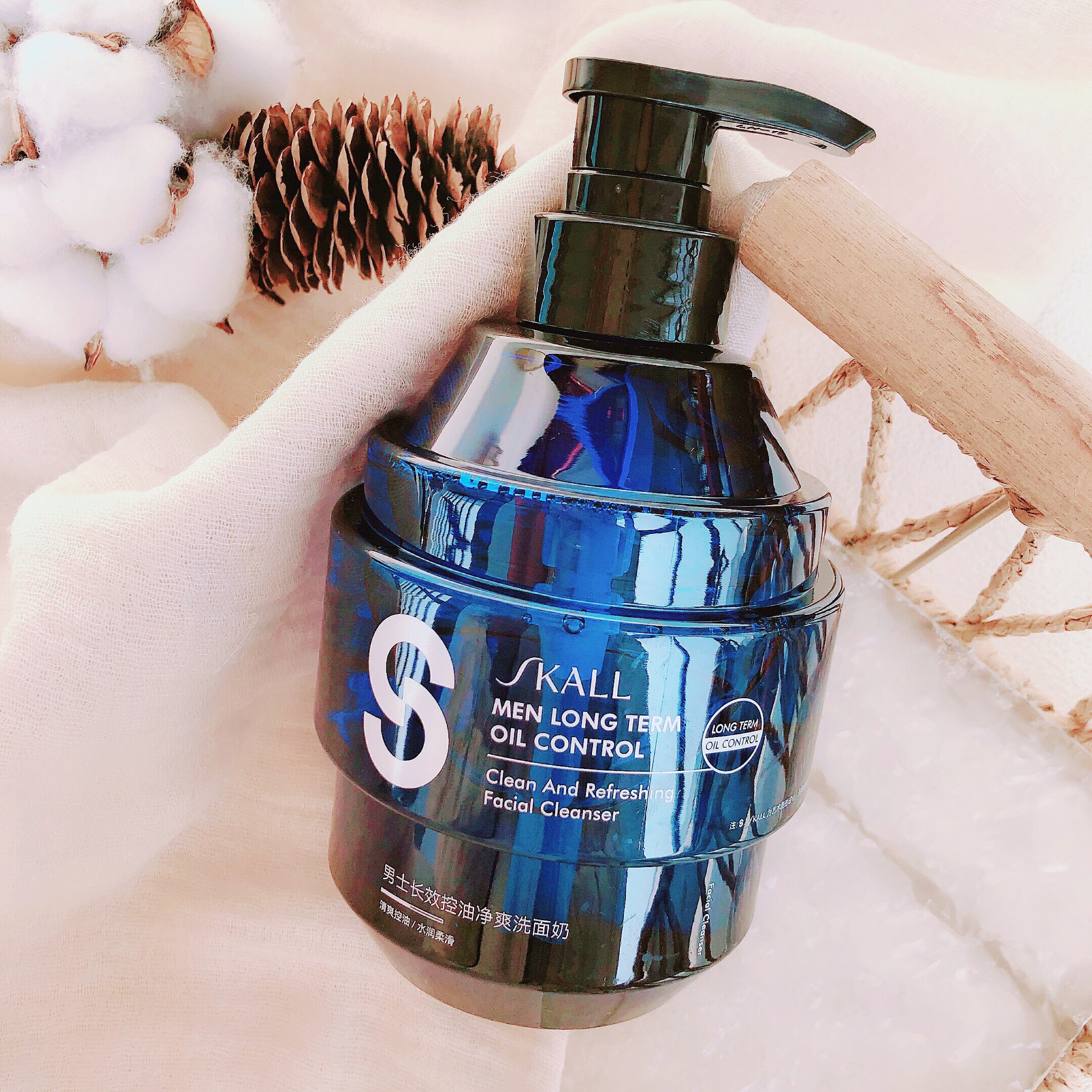 洗完巨清爽~SKALL男士长效控油劲爽洗面奶去黑头净痘洁面乳500ml