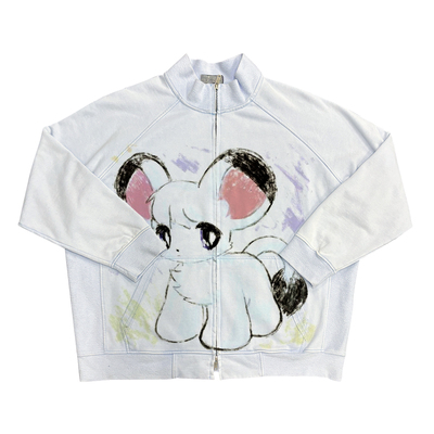 番茄小诗Graffiti穿搭艺术街头罕见小象喷绘水洗立领开衫外套男女