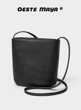 Oeste Maya头层牛皮水桶包2025新款百搭通勤女生手机包斜挎休闲包