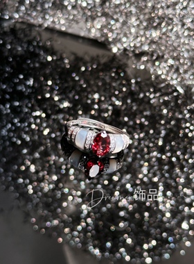 Dreamer家925银镶嵌贝母石榴石透辉石紫水晶戒指开口可调节