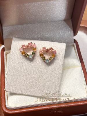 Dreamer饰品天然碧玺耳钉女小众设计感高级轻奢925银可调节送闺蜜