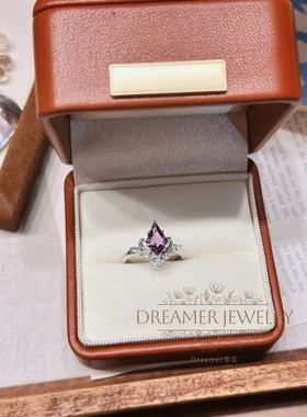 Dreamer饰品天然紫水晶戒指女小众设计感高级轻奢925银可调节送礼