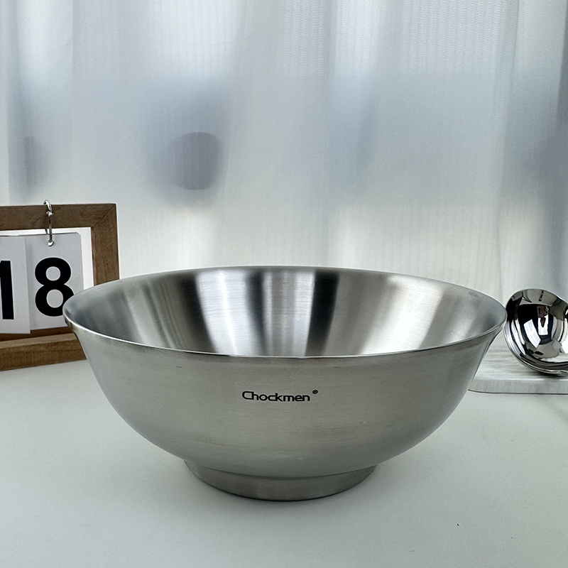 Chockmen 18-10不锈钢双层大碗20CM泡面碗隔热防烫米线碗螺蛳粉碗