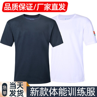 新款飞行速干体能训练服短袖套装男夏季T恤蓝色速干透气体能服