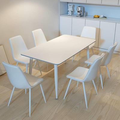 奶油岩桌板餐桌椅组合网21524红饭桌现形代简约小户风型白色长方