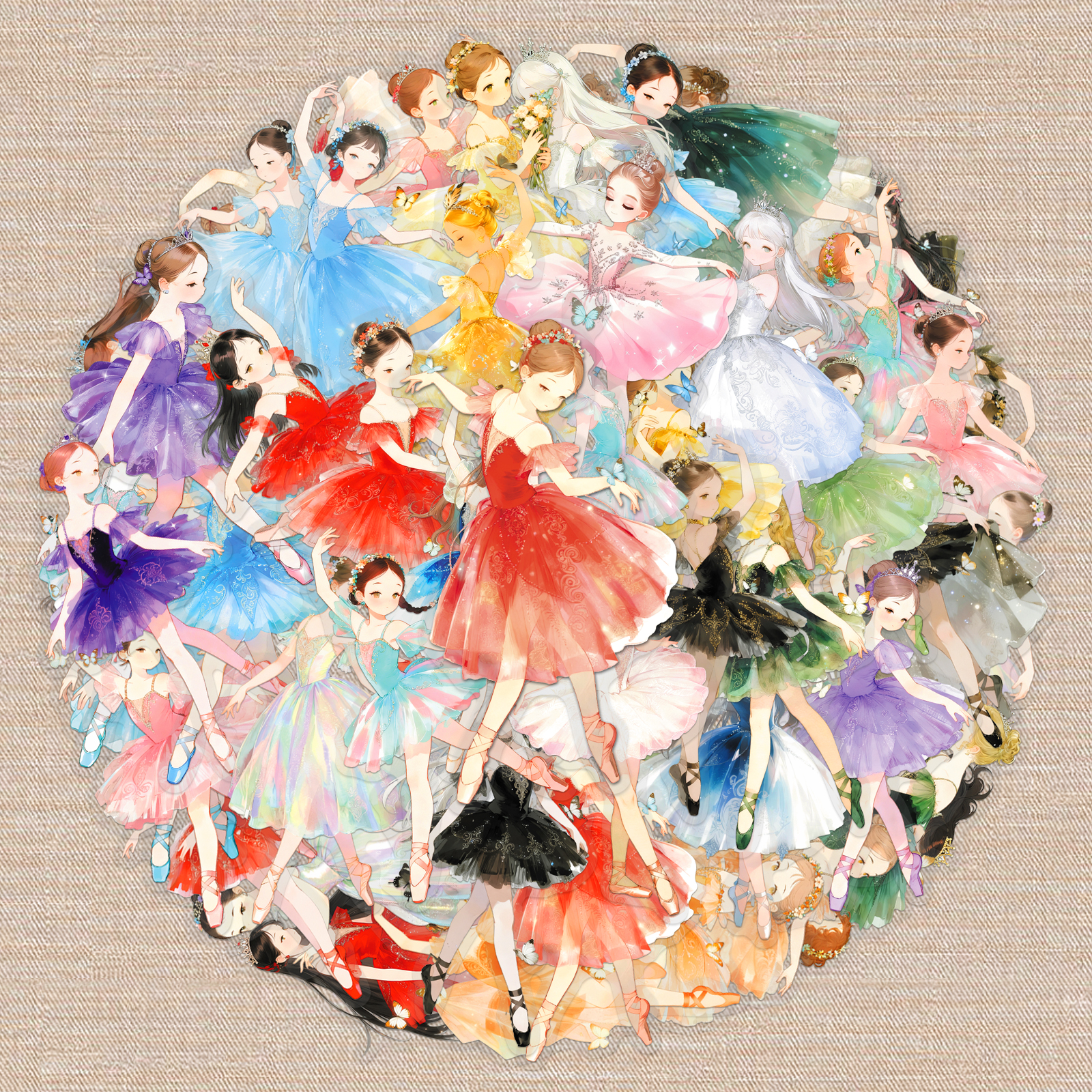 100张芭蕾舞女孩可爱卡通创意涂鸦贴纸充电宝保温杯桌面DIY贴纸