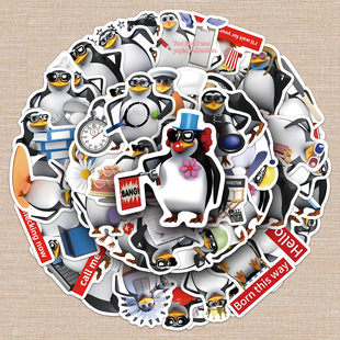 100张威廉泰尔企鹅创意表情包各项精致趣味贴纸耳机吉他音箱贴纸