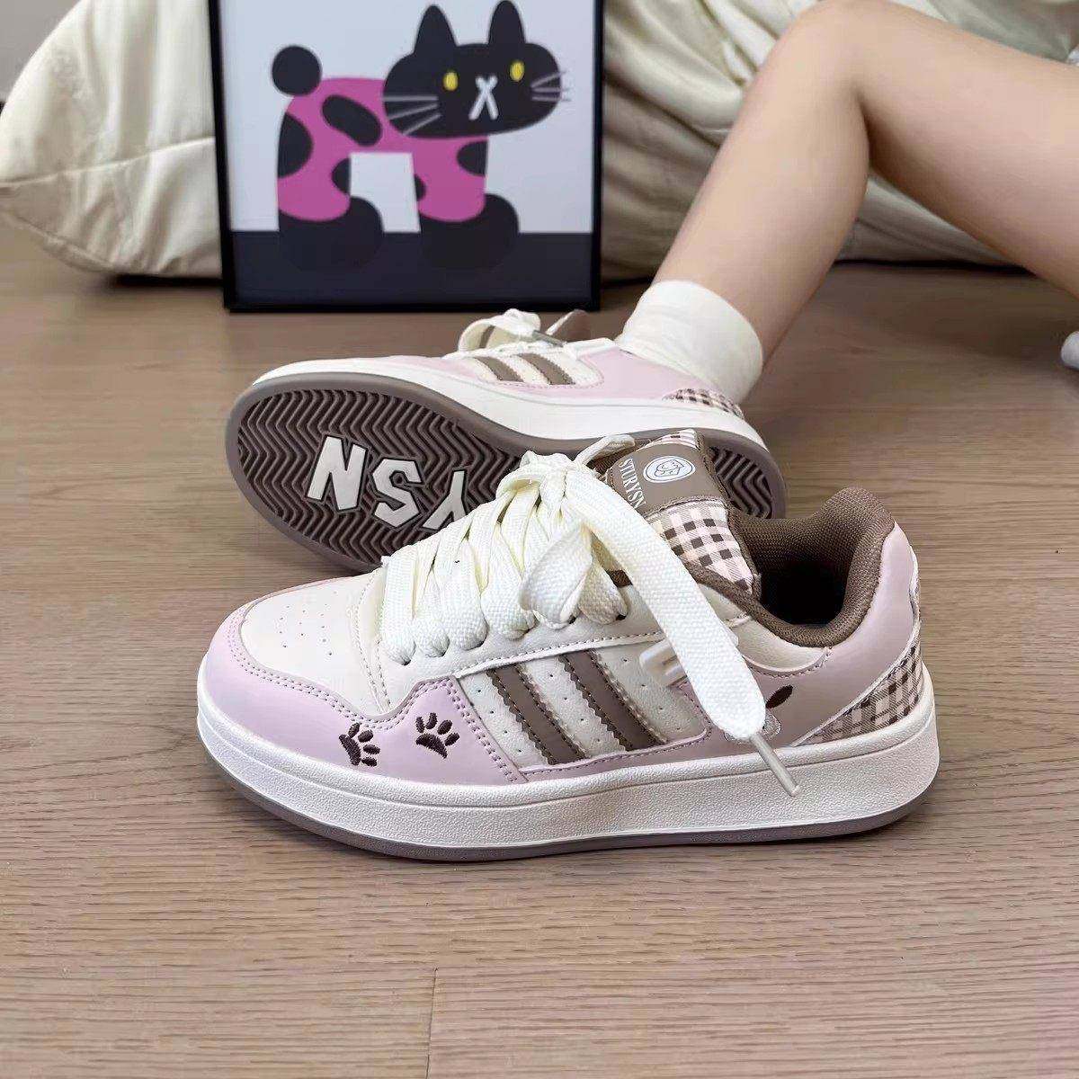 韩版学院风厚底滑板面包鞋女chic学生百搭休闲板鞋2025新款小白鞋,女鞋,休闲板鞋,淘宝优惠券,粉丝福利购,淘宝优惠卷