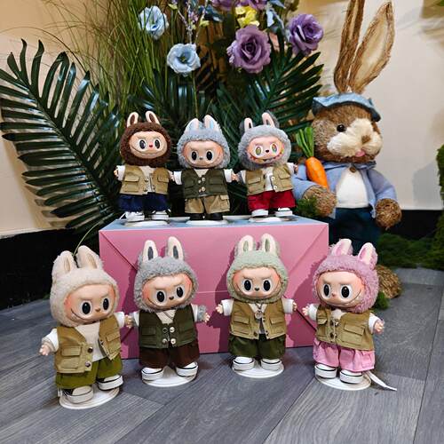 labubu娃衣马甲拉布布衣服工装裤