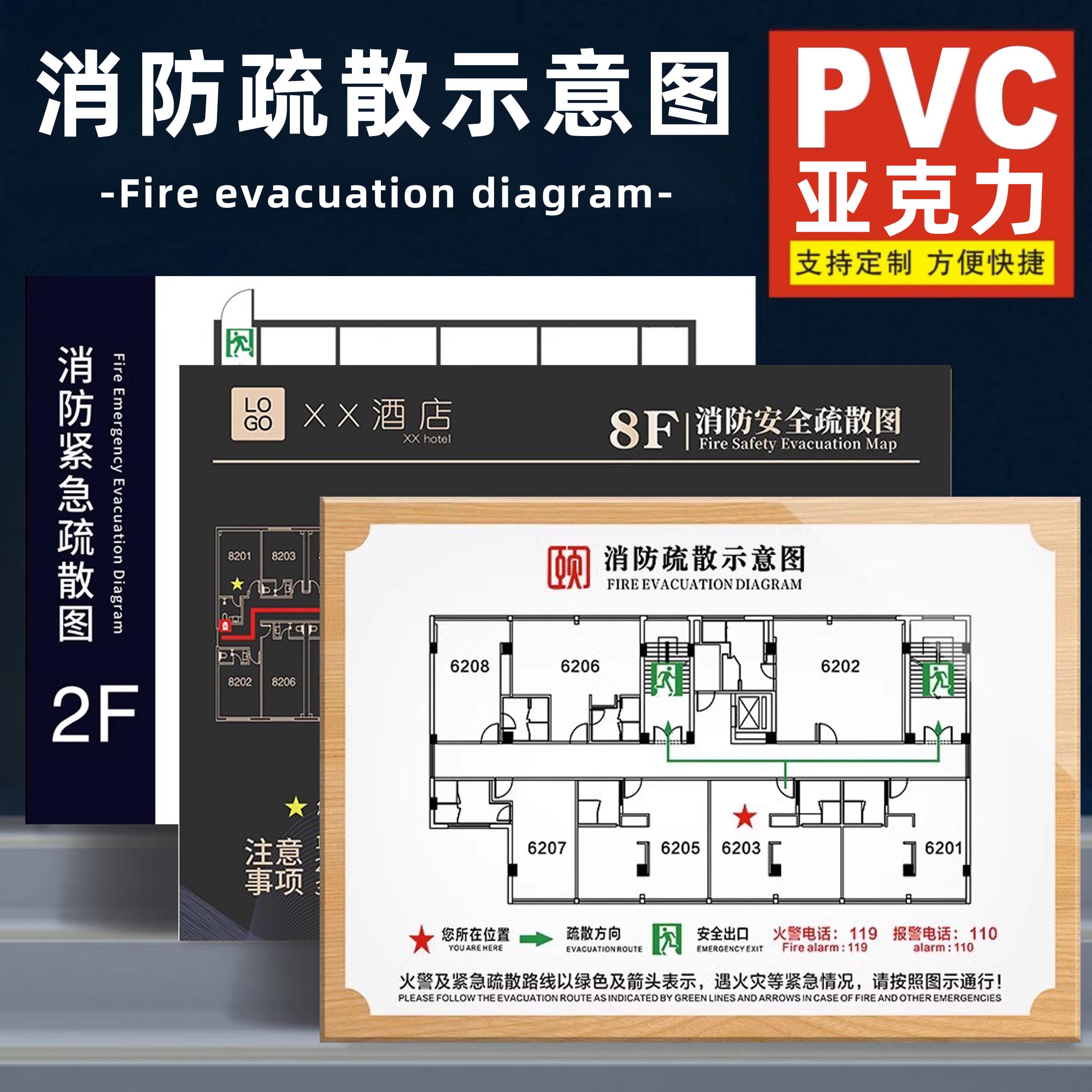 消防疏散示意图逃生路线图定制