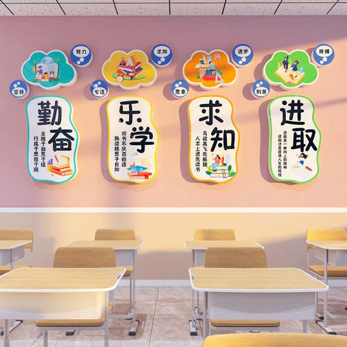 托管班墙面装饰班级励志标语墙贴