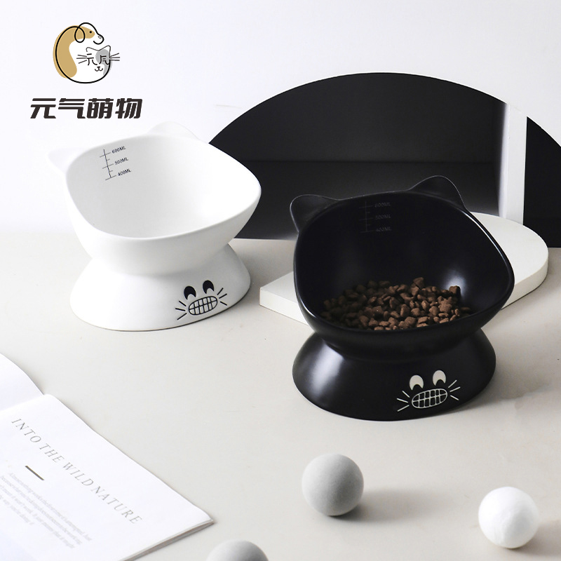 陶瓷猫碗宠物碗猫食盆高脚斜口狗盆狗碗保护颈椎猫咪黑色喝水饭碗,宠物/宠物食品及用品,猫狗碗/慢食碗,淘宝优惠券,粉丝福利购,淘宝优惠卷