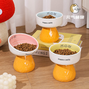 陶瓷高脚猫碗可爱狗狗碗猫咪罐头碗护颈不易打翻零食盘宠物碗喝水