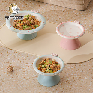 陶瓷碗猫碗罐头碗高脚碗釉下彩大口径护颈宠物碗增高狗狗碗零食碗