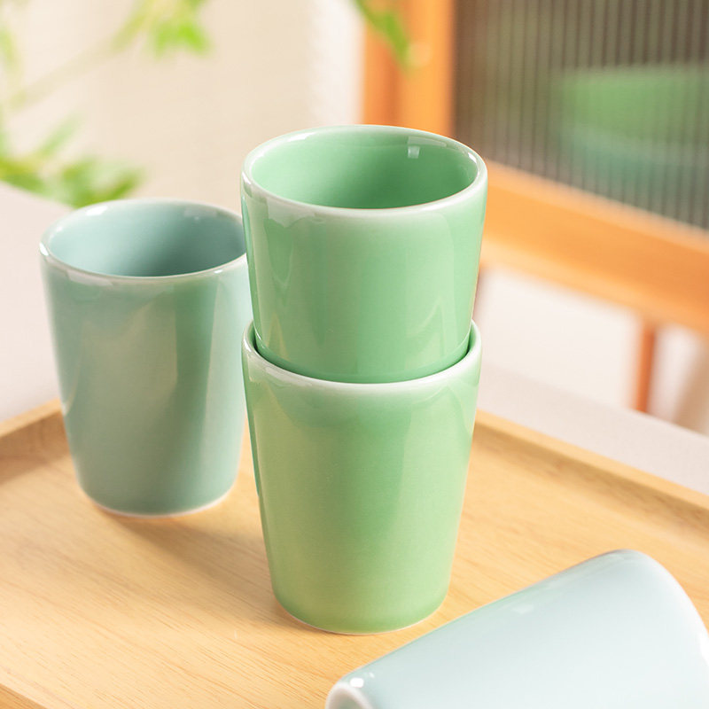 陶瓷茶杯家用水杯客厅待客喝水杯子高颜值中式青瓷茶具商用耐高温