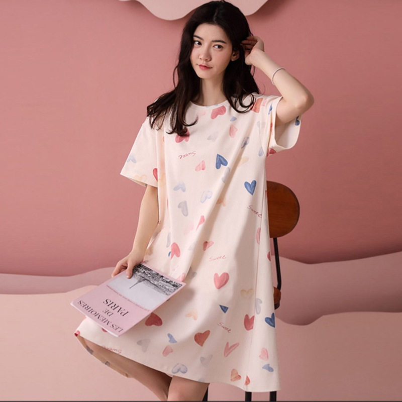 睡裙女款棉质短袖甜美可爱家居服睡裙