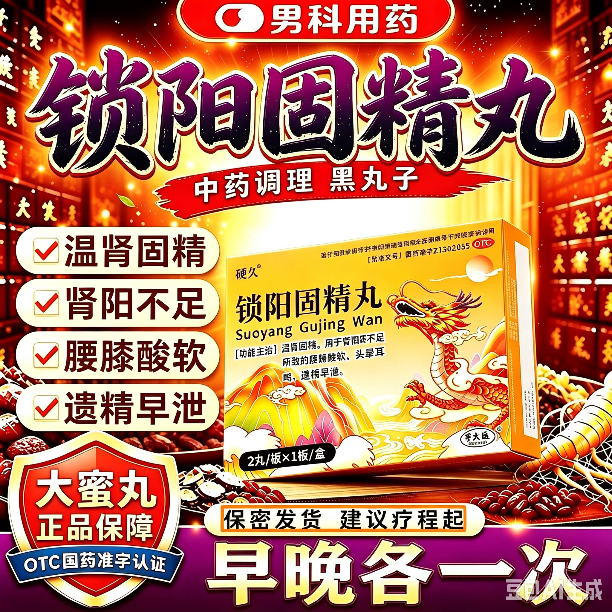 补肾壮阳早泄用手过度锁阳固精丸龟鹿补肾正品官方旗舰店联合用药