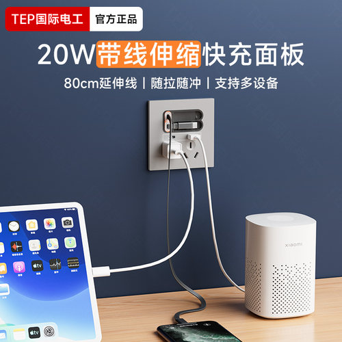 国际电工五孔usb带typec插座面板
