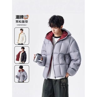 九江羽绒服冬季新款加厚泡芙女短款宽松连帽保暖面包服情侣外套男