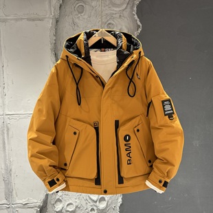 九江羽绒服冬季连帽男潮牌时尚防风抗寒白鸭绒冲锋衣拼接加厚保暖