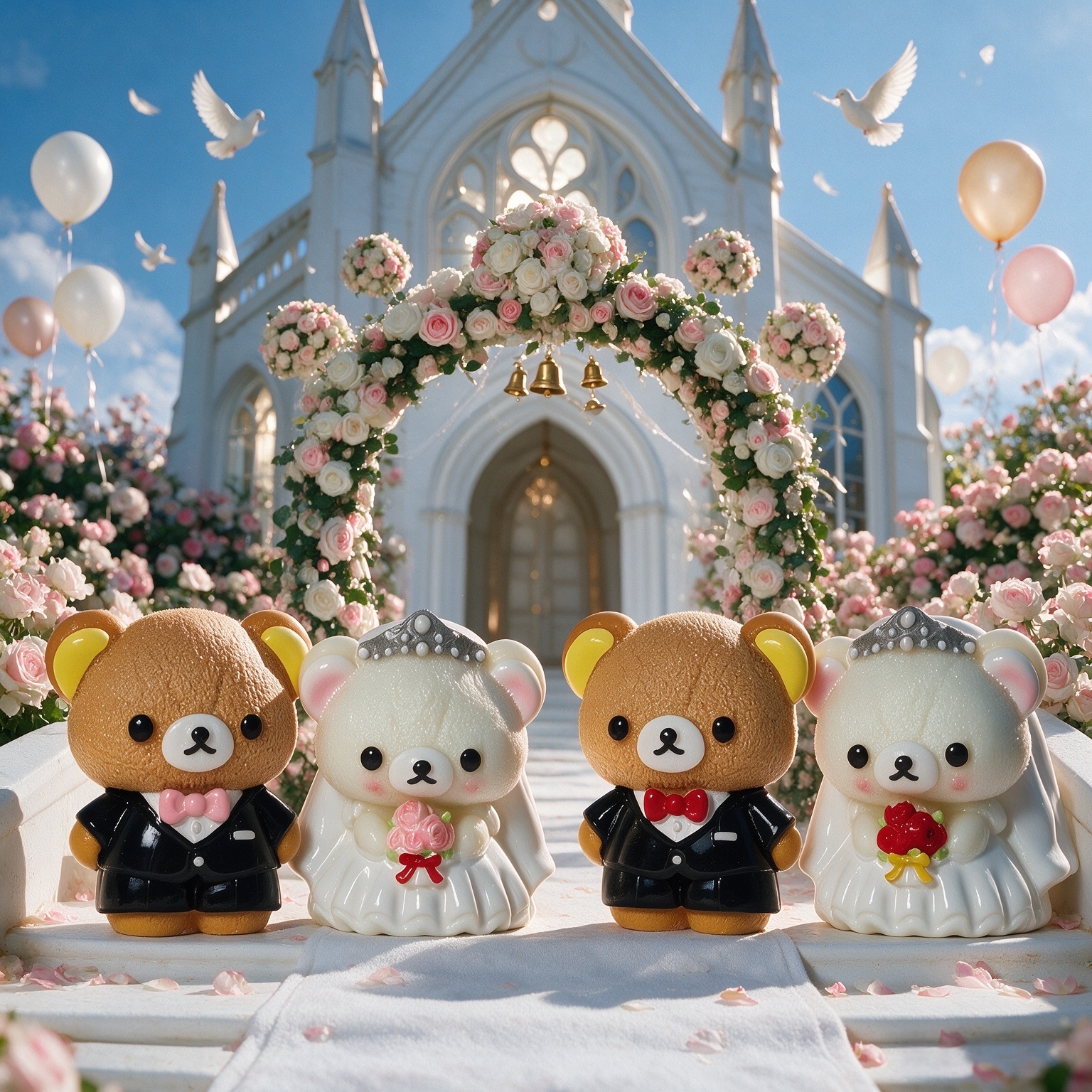 定制婚礼轻松熊娃屋场景装饰摆件新婚礼物DIY奶油胶钥匙扣材料