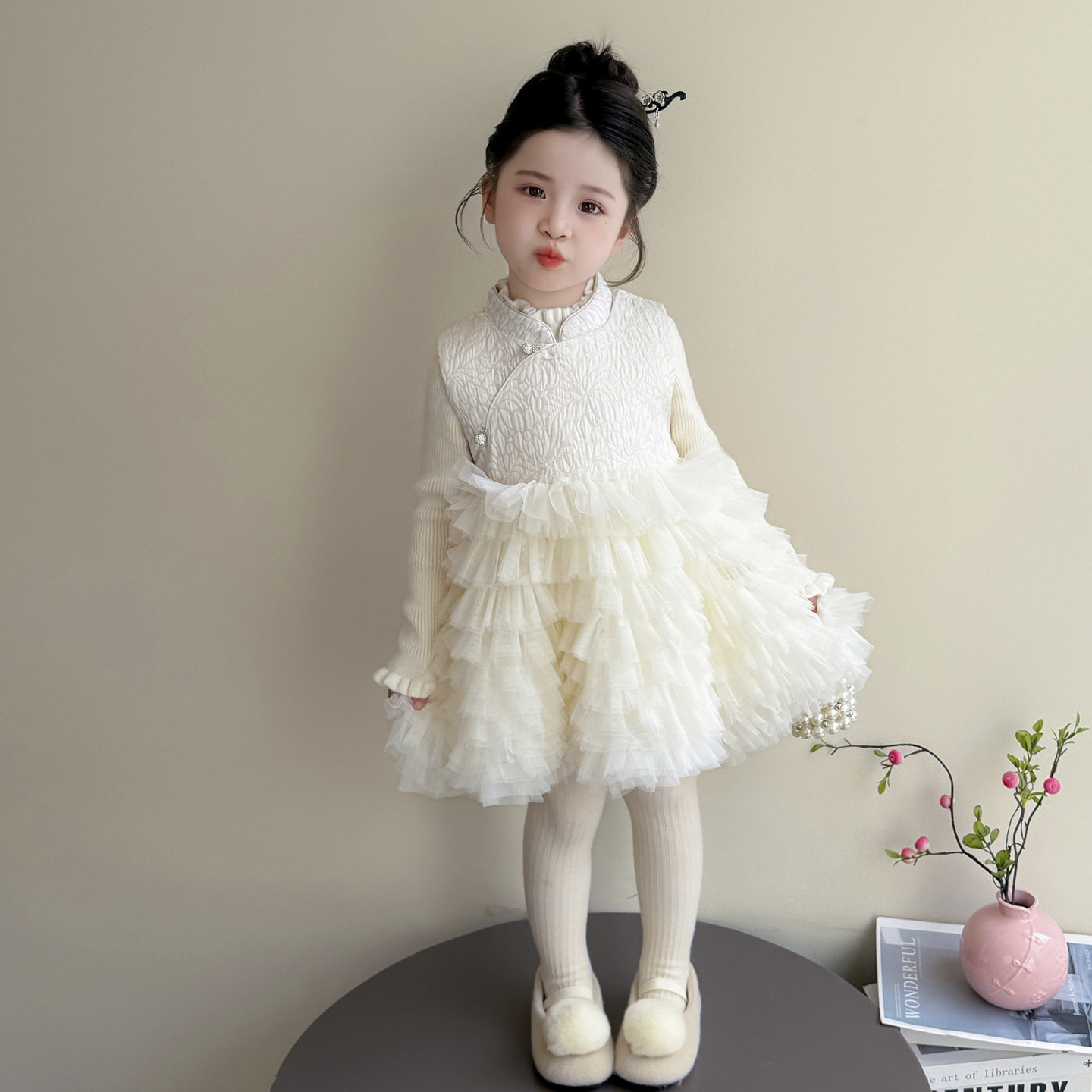 女童加绒蛋糕礼服公主裙套装2025秋冬季新款小女孩洋气国风连衣裙,童装/婴儿装/亲子装,儿童运动套装,淘宝优惠券,粉丝福利购,淘宝优惠卷