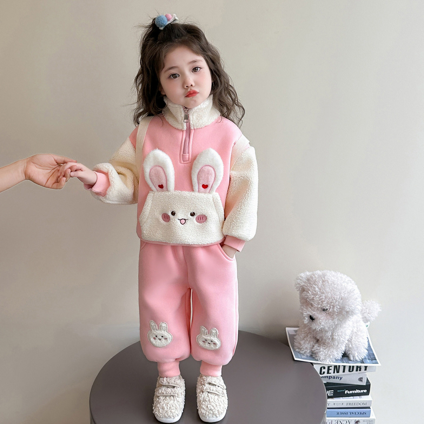 女小童加绒卫衣套装秋冬季女宝宝休闲运动冬装儿童加厚保暖两件套,童装/婴儿装/亲子装,儿童运动套装,淘宝优惠券,粉丝福利购,淘宝优惠卷