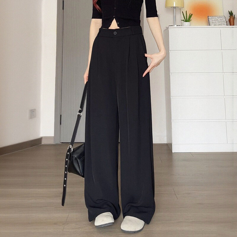 黑色西装裤女款夏季薄款图片